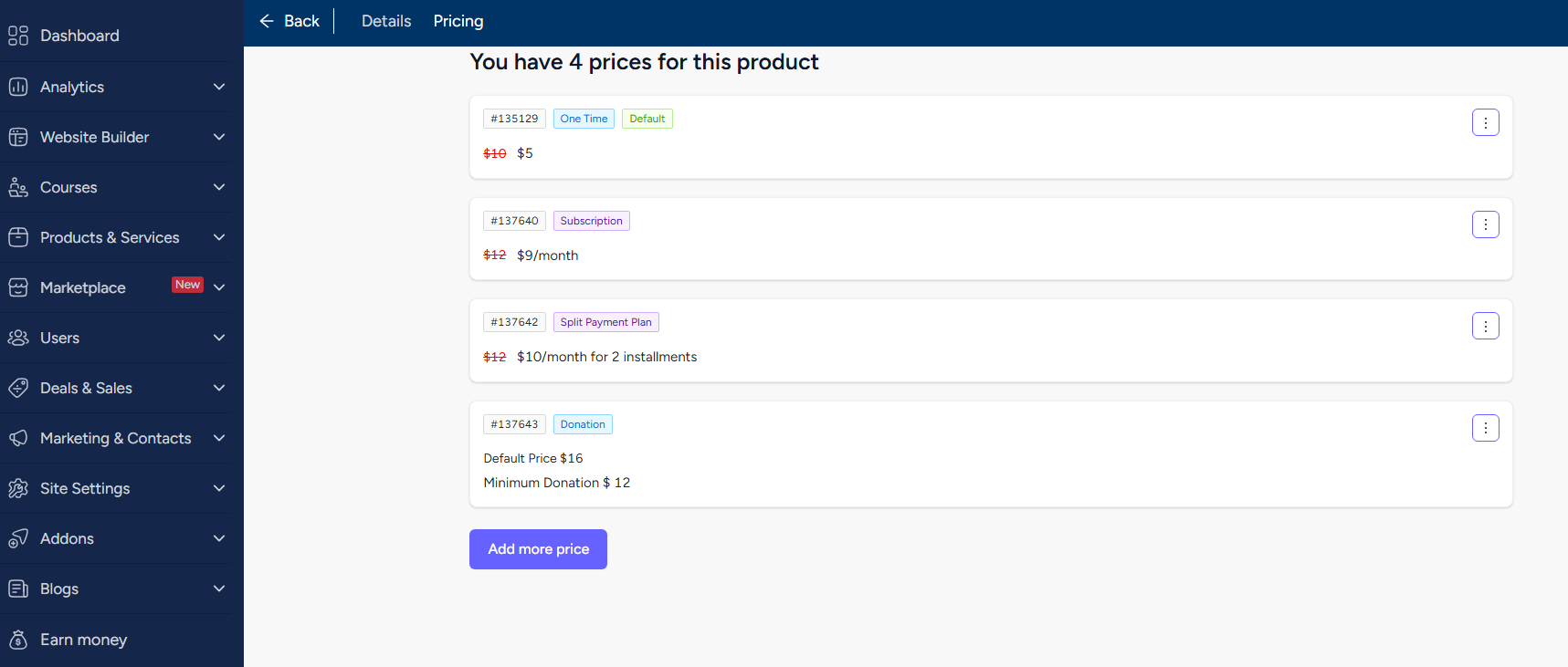 Set Multiple Pricings for all of Your Products