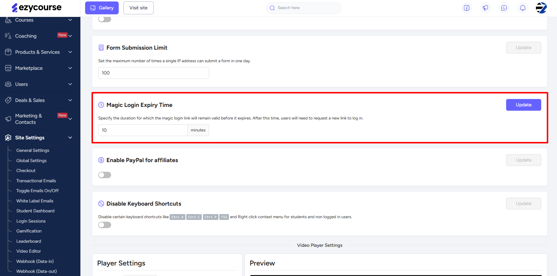 Expiry Limit for Magic Login