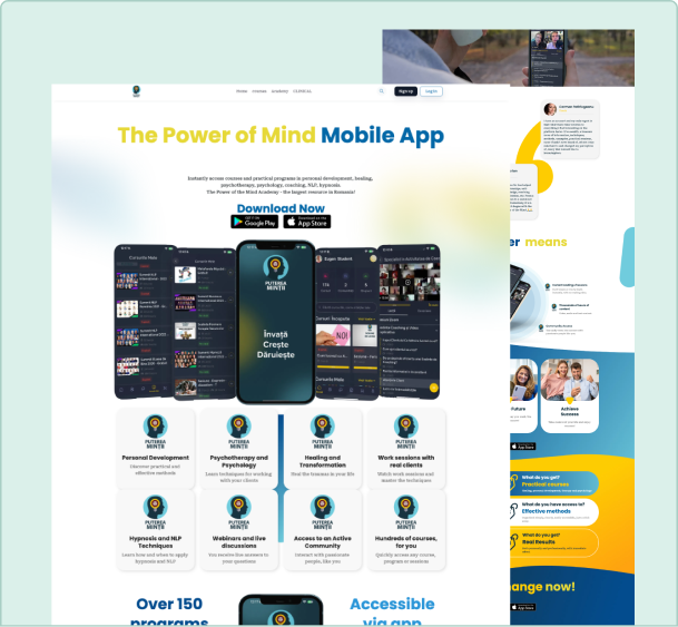 Puterea Mintii website built with ezycourse