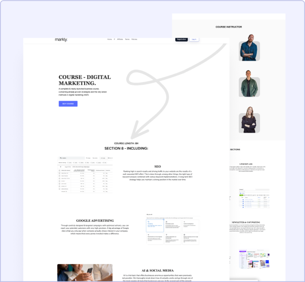 Markly website built with ezycourse