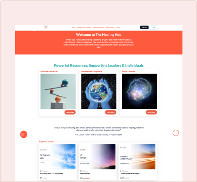 Healing Hub website built with ezycourse